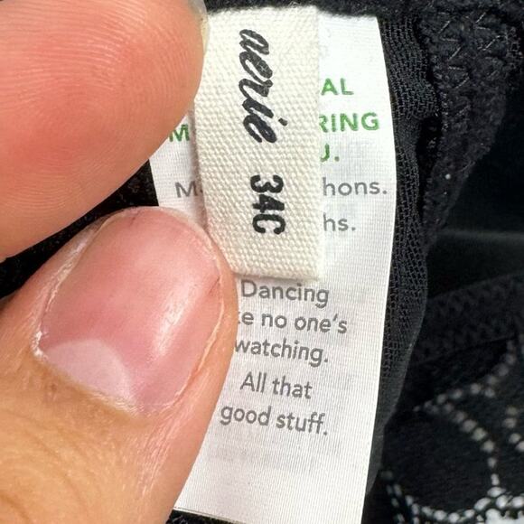 Aerie Real Happy Black Wireless Lightly Lined Candy Lace Bra Size 34C - Picture 7 of 11